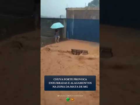 CHUVA FORTE PROVOCA ENXURRADAS E ALAGAMENTOS NA ZONA DA MATA DE MG
