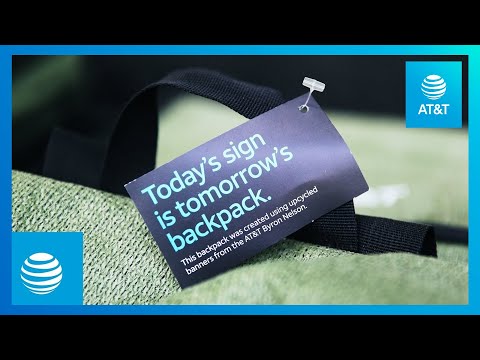 Donating Recycled Backpacks with Banners and Backpacks | AT&T-youtubevideotext