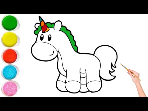 Rainbow Unicorn Horse || Easy Drawing Painting and Coloring for kids and Toddlers...