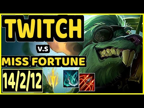 CROWNSHOT (TWITCH) vs MISS FORTUNE - 14/2/12 KDA BOTTOM ADC GAMEPLAY - EUW Ranked GRANDMASTER