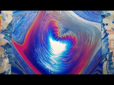 Fluid Acrylic l Ring Pour on Turntable l Added Straight Pour l Acrylic Pouring
