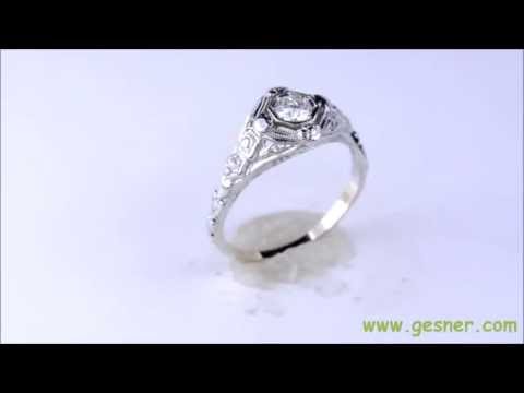 .25ct. Antique Diamond & 18K White Gold Engagement Ring- J33860
