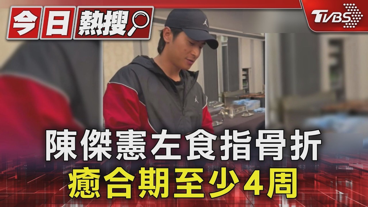 影音/陳傑憲左手食指骨折! 癒合需4至6周 恐無緣中職開季