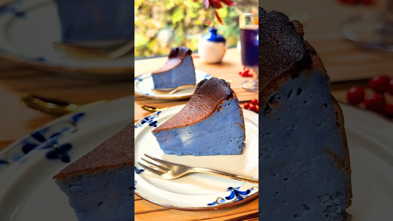 Sky-Blue Basque Cheesecake ☁️💙