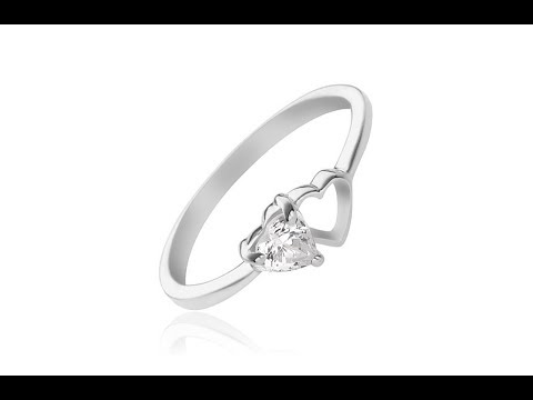 Biżuteria – Srebrny pierścionek 925 - cyrkoniowe serduszko i kontur serca
