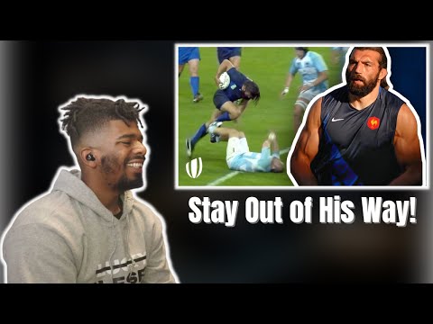 AMERICAN REACTS TO Do NOT get in his way! Sebastien Chabal - The UNSTOPPABLE Caveman