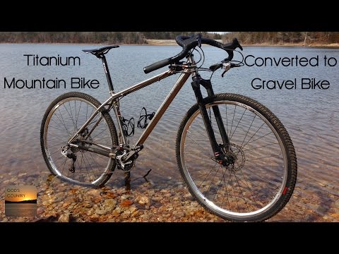 Motobecane titanium hardtail converted to gravel bike with Soma Gator bars and Bruce Gordon tires