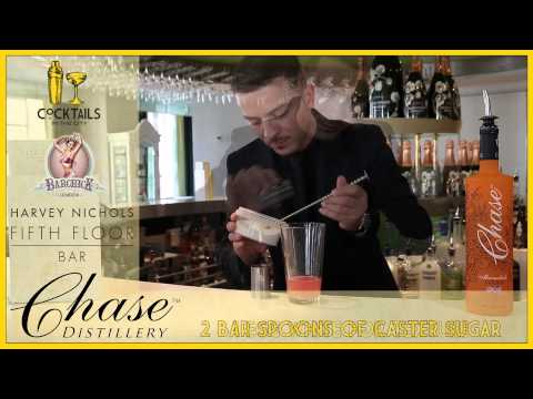 Harvey Nichols Fifth Floor Bar make a Chase Distillery maramlade fizz cocktail _ CITC LDN13 Promo