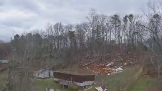 Drone video of tornado damage in Gordon County, Georgia