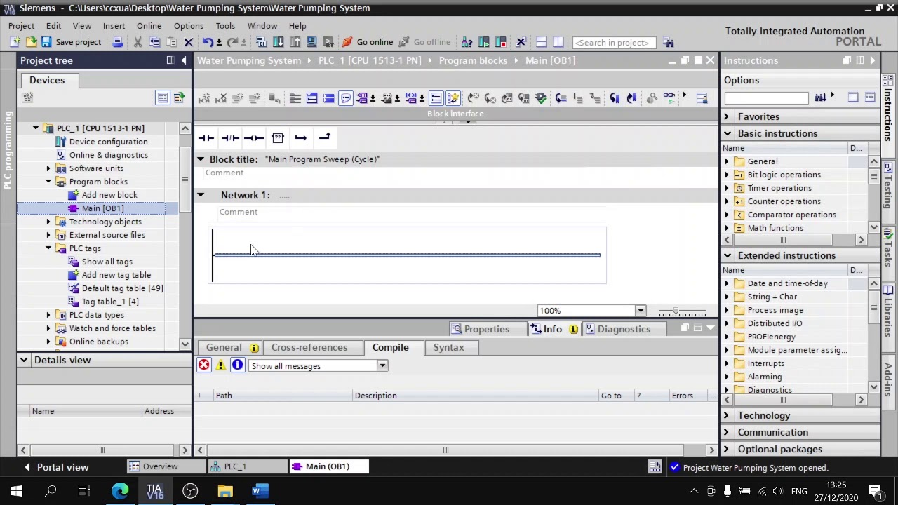 Simulate PLC Program for Water Pumping System