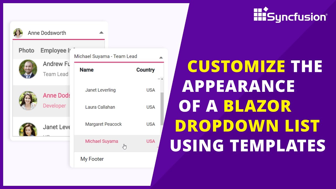 Customize the Appearance of a Blazor Dropdown List Using Templates