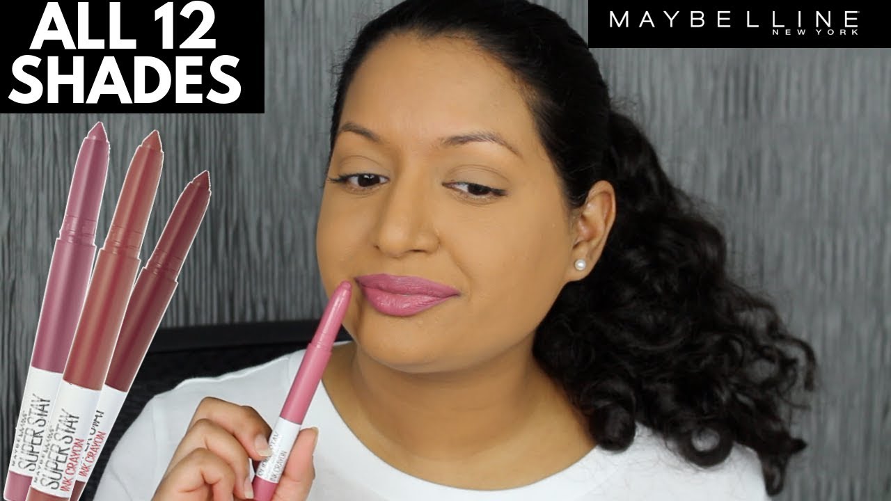 Maybelline SuperStay Ink Crayon Lipstick Swatches I  All 12 Shades