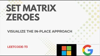 YouTube video 'Set Matrix Zeroes | LeetCode 73|Daily Leetcode potd| leetcode potd TODAY | daily l Must do MAANG DSA'