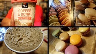 TRADER JOES' MACARON TASTE TEST! BOTH MACARON BOXES+ NEW COFFEE/DONUT ICE CREAM FROM WHOLE FOODS!