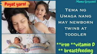 NEWBORN twins MORNING ROUTINE | Mama Greyzziel, Khelian and the twins