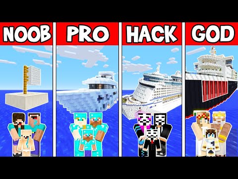 Minecraft: BOAT HOUSE BUILD CHALLENGE - NOOB vs PRO vs HACKER vs GOD in Minecraft Animation