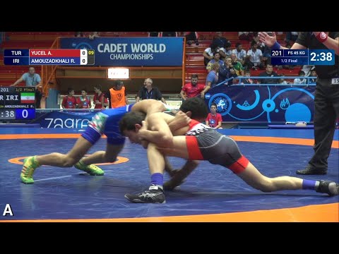 1/2 FS - 45 kg: A. YUCEL (TUR) v. R. AMOUZADKHALI (IRI)