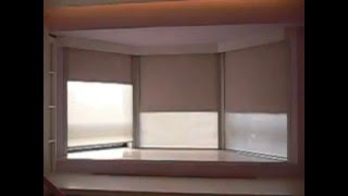 6 Motorized Roller Blinds install in a bay window with sidetrack