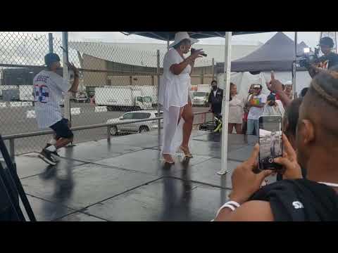 Octavia Lambertis performing with DjFrankie Paradise on the set at Black Pride 2022
