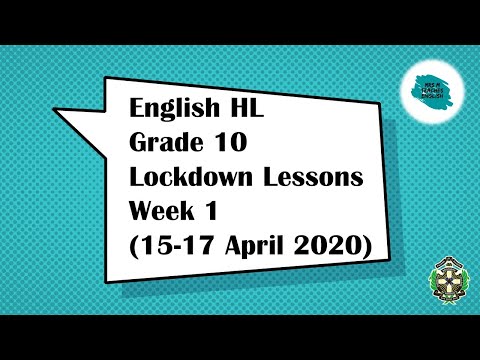 Grade 10   English   Week 1   online lessons as PPT   15 to 17 April 2020