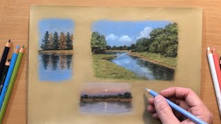 How to Draw Reflections in the Water - Landscape in Colored Pencil