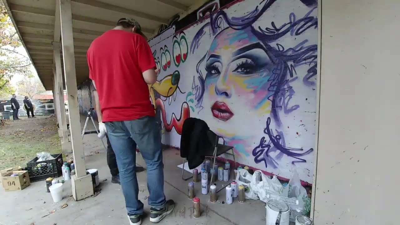 portrait spray painting timelapse by david puck