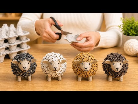 How to Make Cute Sheep with Egg Carton 🐑 | Simple DIY Upcycling Project |