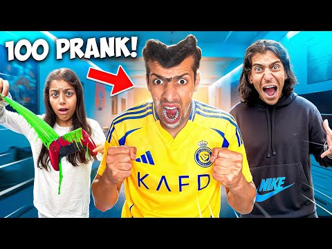 100 PRANKS About Our BIG BROTHER in 24H 😂 (He wants to hit us)