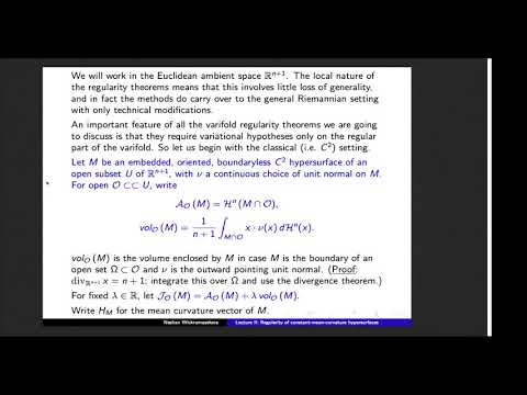 Neshan Wickramaskera: Regularity of minimal and constant - mean -curvature hypersurfaces