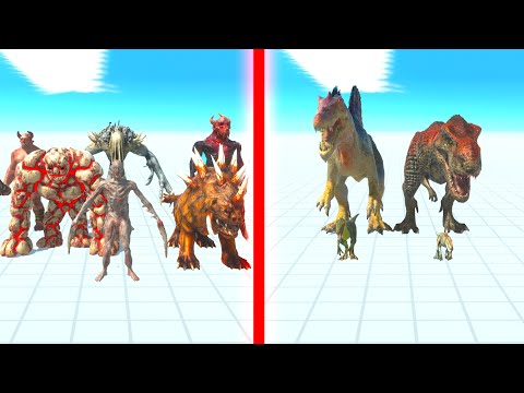 INFERNALS Team vs CARNIVORE DINOSAURS Team - Animal Revolt Battle Simulator ARBS