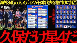 【サッカー日本代表】「久保だけ星4だ」海外345万人メディアが日本代表を格付けに賛否！【海外の反応】