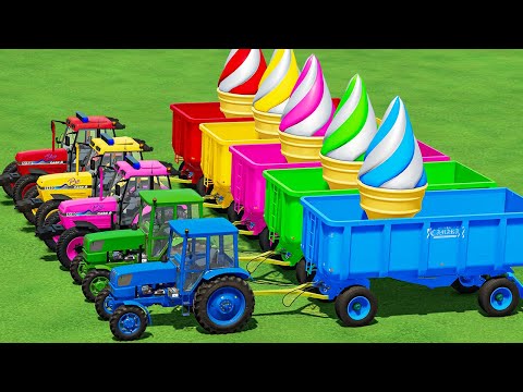 TRANSPORTING CASE , URSUS TRACTORS and SUGARCANE , ICE CREAM W/ TESLA TRUCK ON HARD ROAD!! FS22