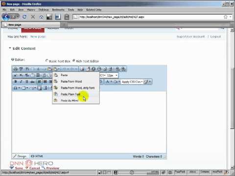 DotNetNuke Tutorial, Copying content from Word to RAD Editor - Video #123