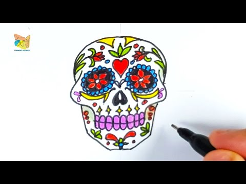 comment dessiner une tête de mort mexicaine en couleur