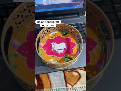 Metal pichwai art tray diwali gift