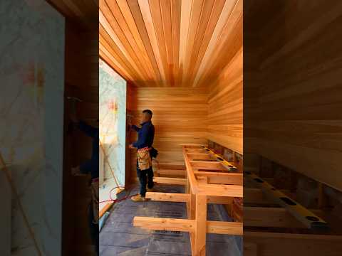 Beautiful sauna inside master bedroom 🪚📐🔨.    #construction #howto #trim #beauty #carpentary #diy