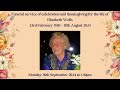 Funeral Service Of Celebration And Thanksgiving For The Life Of Elizabeth Wells