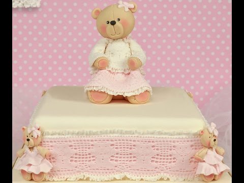 Teddy Bear Lace Border silicone icing sugarcraft mould Teddy Bear Lace Border silicone icing sugarcraft mould