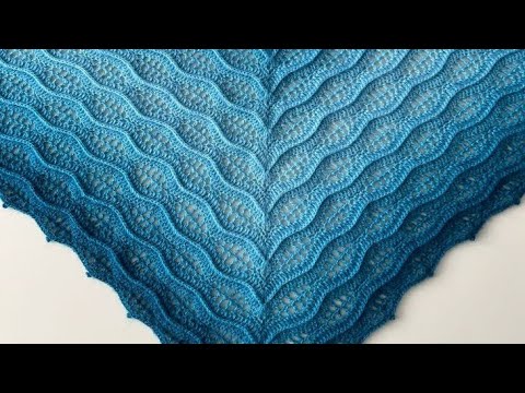 شال كروشيه مثلث بغرزة مجسمه مميزة شيك وراقي / شال كروشيه مثلث بغرزة الزجزاج / Kalinda Shawl Pattern