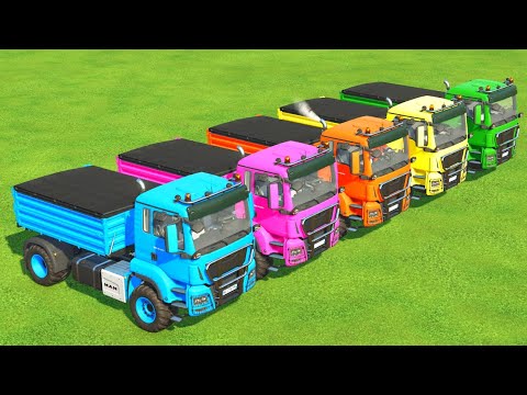 LOAD AND TRANSPORT POTATOES WITH COLORED MINI MAN TRUCKS - Farming Simulator 22