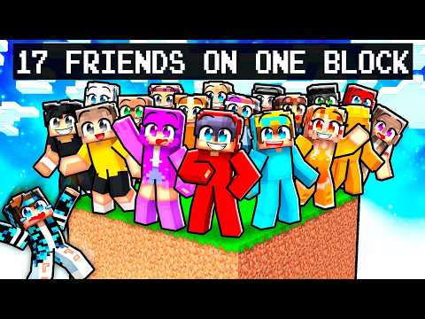 17 Friends on ONE BLOCK! (Minecraft)