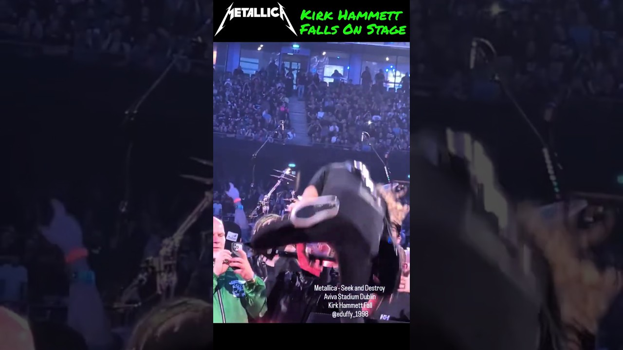 Kirk Hammett falls on stage during Seek and Destroy - Dublin June 20 2026 🤯 #KirkHammett #Metallica - YouTube