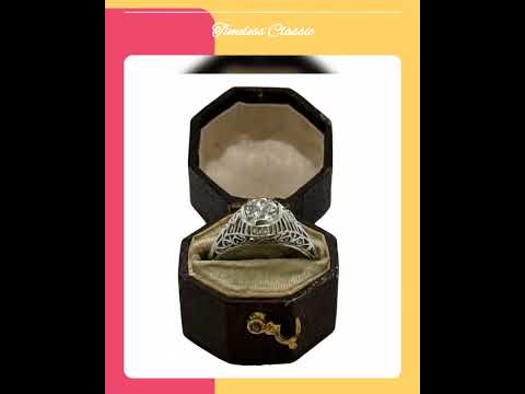 Art Deco (.78ct) Old European Cut 18K White Gold Ring