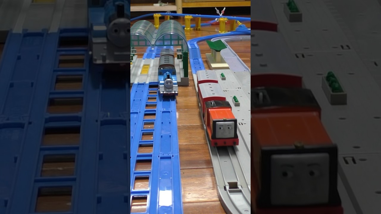 きかんしゃトーマス 大井川鉄道トーマスとラスティー、バスのバーティー、パーシーとジェームスのプラレール #shorts