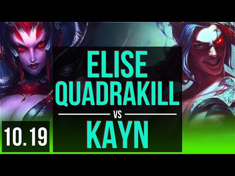 ELISE vs KAYN (JUNGLE) | Quadrakill, 900+ games, KDA 11/3/10 | BR Grandmaster | v10.19