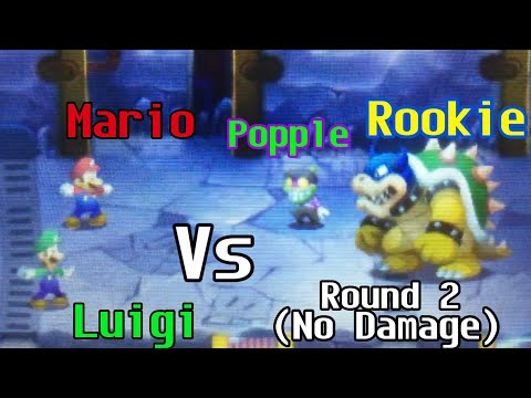 Mario & Luigi - Superstar Saga 3DS [Boss 9] Popple & Rookie Round 2 (No Damage)
