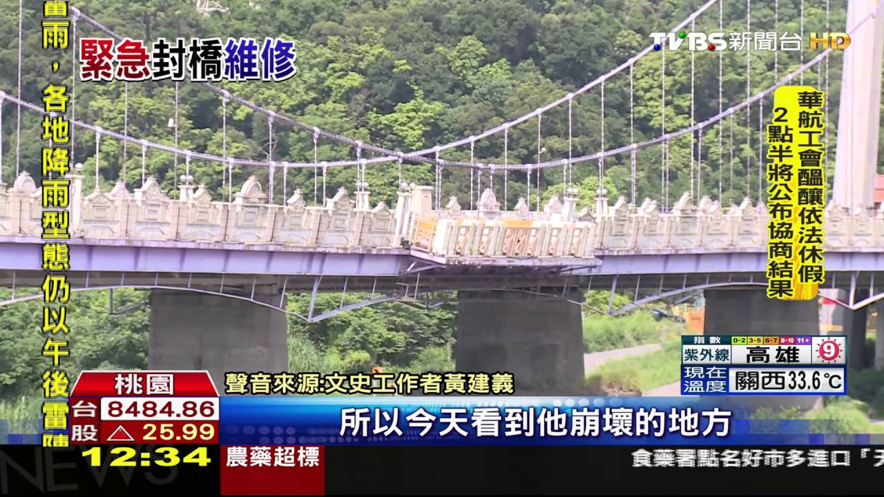 桃園大溪橋突崩裂傾斜　裂20米長急封橋