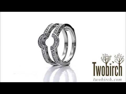 0.21ct. Filigree Millgrained Vintage Halo Ring Guard - TwoBirch TB-GUARD-0072-WG-D