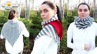 Statement Shawl for Adults & Kids using Colour Theory by Lion Brand