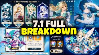 EVERYTHING IN 7.1!!! FREE 5 STAR SELECTOR, ANNIVERSARY REWARDS & 123 PULLS - Genshin Impact